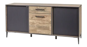 Evan - Dressoir Perugia - DR3 - K632 - Natuurlijke parketlook/Zwart - 187x86x50cm | Belga Meubelen Outlet