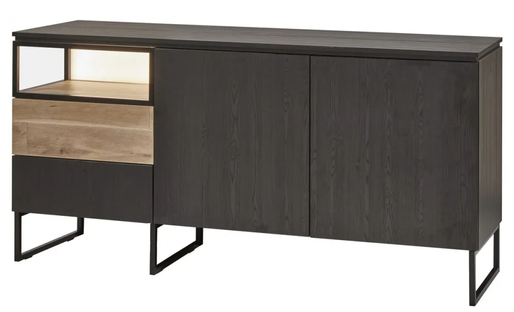 evan__dressoir_portofino__0-2.webp Evan - Dressoir Portofino - DR3 - K716 - Elegant zwart/Oude Eik - 182x88x50cm | Belga Meubelen Best
