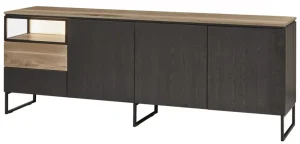 Evan - Dressoir Portofino - DR1 - K799 - Elegant zwart/Oude Eik (top) - 242x88x50cm | Belga Meubelen Hot