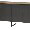 Evan - Dressoir Portofino - DR2 - K799 - Elegant zwart/Oude Eik (top) - 214x88x50cm | Belga Meubelen Sale