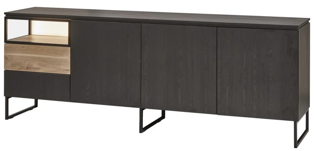 evan__dressoir_portofino__0.webp Evan - Dressoir Portofino - DR1 - K716 - Elegant zwart/Oude Eik - 242x88x50cm | Belga Meubelen Clearance