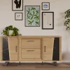 Evan - Dressoir Richard - DR3 - K545ZEB - Millenium natuur eik/Zebra marmer - 180x89x49cm | Belga Meubelen Best