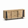 Evan - Dressoir Richard - DR2 - K545ZEB - Millenium natuur eik/Zebra marmer - 215x89x49cm | Belga Meubelen Clearance