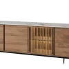 Evan - Dressoir Slato - DR2 - K670CAL - Oude teak/Calacatta wit - 216x81x50cm | Belga Meubelen Sale