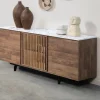 Evan - Dressoir Slato - DR3 - K670CAL - Oude teak/Calacatta wit - 184x81x50cm | Belga Meubelen Fashion