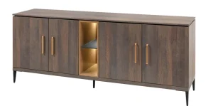 Evan - Dressoir Star - DR2 - K676 - Gouden eik/Goud - 206x84x50cm | Belga Meubelen Best