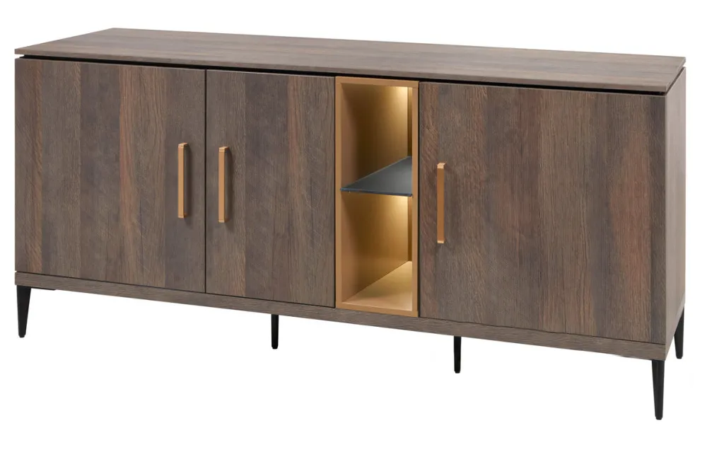 evan__dressoir_star__dr___0-2.webp Evan - Dressoir Star - DR3 - K676 - Gouden eik/Goud - 184x84x50cm | Belga Meubelen Sale