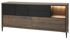 Evan - Dressoir Trevi - DR12 - K675Z - Gouden eik/Zwart - 167x87x50cm | Belga Meubelen Outlet