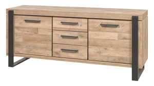 Evan - Dressoir Udine - DR2 - K632 - Natuurlijke parketlook/Zwart - 469x88x52cm | Belga Meubelen Hot