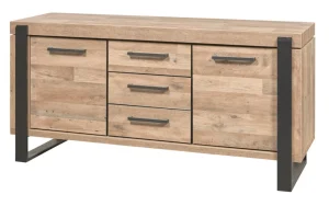 Evan - Dressoir Udine - DR3 - K632 - Natuurlijke parketlook/Zwart - 443x88x52cm | Belga Meubelen Clearance