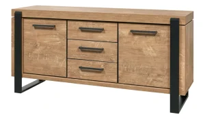 Evan - Dressoir Udine - DR3 - K661 - Oranje teakhout/Zwart - 443x88x52cm | Belga Meubelen Fashion