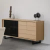 Evan - Dressoir Volterra - DR3 - K727 - Elegante eik/Zwart - 180x88x50cm | Belga Meubelen Clearance