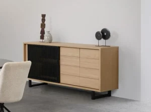 Evan - Dressoir Volterra - DR3 - K727 - Elegante eik/Zwart - 180x88x50cm | Belga Meubelen Clearance