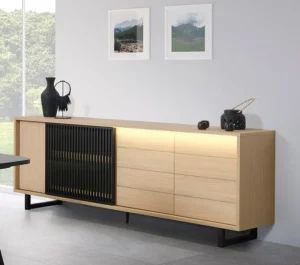 Evan - Dressoir Volterra - DR1 - K727 - Elegante eik/Zwart - 238x88x50cm | Belga Meubelen Discount