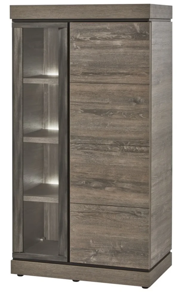 Evan - Kolomkast Belluno - KV1R - K538 - Millenium eik donker bruin/Imitatie staal - 84x158x50cm | Belga Meubelen Fashion