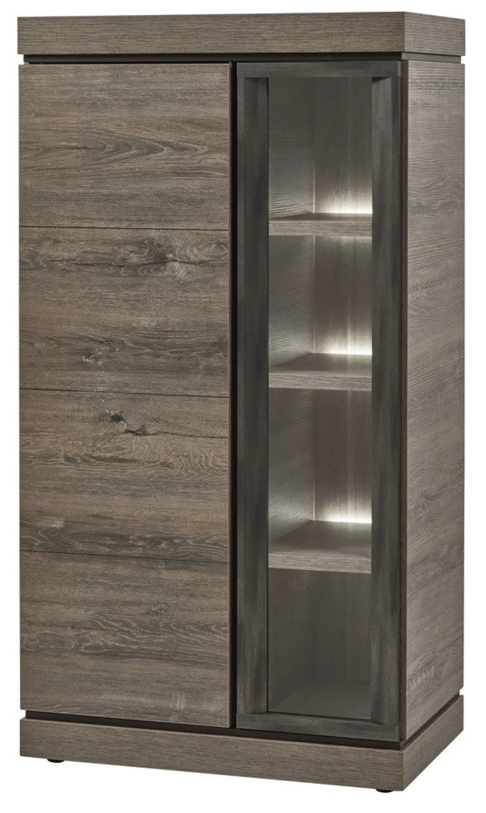 evan__kolomkast_belluno___0-3.webp Evan - Kolomkast Belluno - KV1L - K538 - Millenium eik donker bruin/Imitatie staal - 84x158x50cm | Belga Meubelen Discount