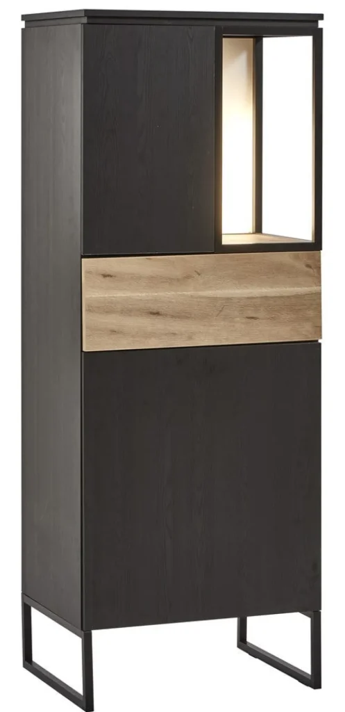 Evan - Kolomkast Portofino - KB1L - K716 - Elegant zwart/Oude Eik - 61x164x50cm | Belga Meubelen Sale