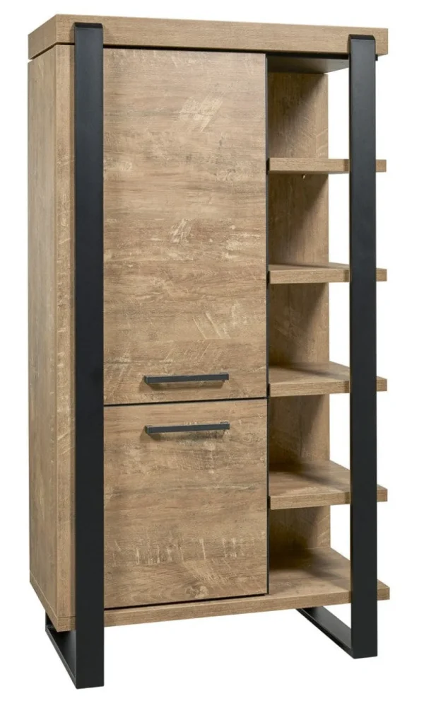Evan - Kolomkast Udine - KB1L - K661 - Oranje teakhout/Zwart - 431x191x52cm | Belga Meubelen Outlet