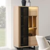 Evan - Kolomkast Volterra - KB1 - K727 - Elegante eik/Zwart - 54x172x50cm | Belga Meubelen Best
