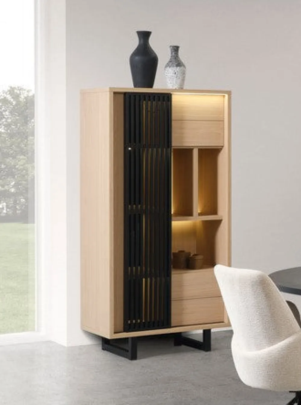 evan__kolomkast_volterra__0.webp Evan - Kolomkast Volterra - KB1 - K727 - Elegante eik/Zwart - 54x172x50cm | Belga Meubelen Best