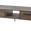 Evan - Salontafel Perugia - T13 - K647 - Donker scheepshout/Zwart - 141x41x68cm | Belga Meubelen Clearance