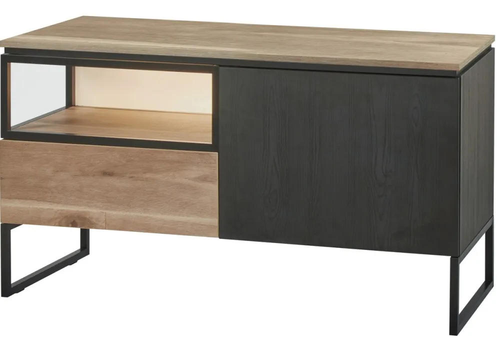 evan__tvmeubel_portofino__0-2.webp Evan - TV-Meubel Portofino - TV1 - K799 - Elegant zwart/Oude Eik (top) - 121x66x50cm | Belga Meubelen Sale