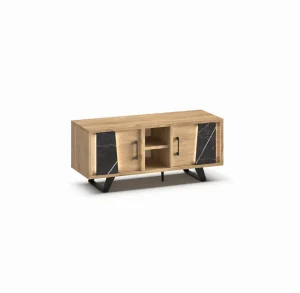 Evan - TV-Meubel Richard - LB4 - K545ZEB - Millenium natuur eik/Zebra marmer - 138x60x49cm | Belga Meubelen Online