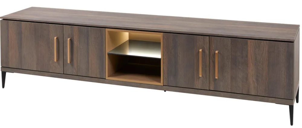 evan__tvmeubel_star__lb___0.webp Evan - TV-Meubel Star - LB1 - K676 - Gouden eik/Goud - 245x63x50cm | Belga Meubelen Clearance