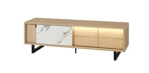 Evan - TV-Meubel Toscano - LB3 - K725CAL - Elegante eik/Calacatta wit - 180x55x50cm | Belga Meubelen Best