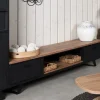 Evan - TV-Meubel Trieste - LB2 - K717 - Elegant zwart/Oude teak - 207x48x50cm | Belga Meubelen Best