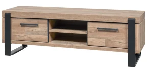 Evan - TV-Meubel Udine - TV2 - K632 - Natuurlijke parketlook/Zwart - 317x60x52cm | Belga Meubelen Discount
