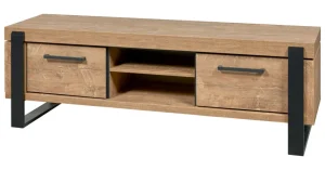 Evan - TV-Meubel Udine - TV2 - K661 - Oranje teakhout/Zwart - 317x60x52cm | Belga Meubelen Discount