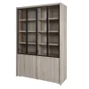 Evan - Vitrine Lucca - V1 - K541 - Millenium eik licht grijs/Zwart - 140x205x50cm | Belga Meubelen Sale