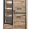 Evan - Vitrine Perugia - V1 - K632 - Natuurlijke parketlook/Zwart - 106x177x50cm | Belga Meubelen Discount