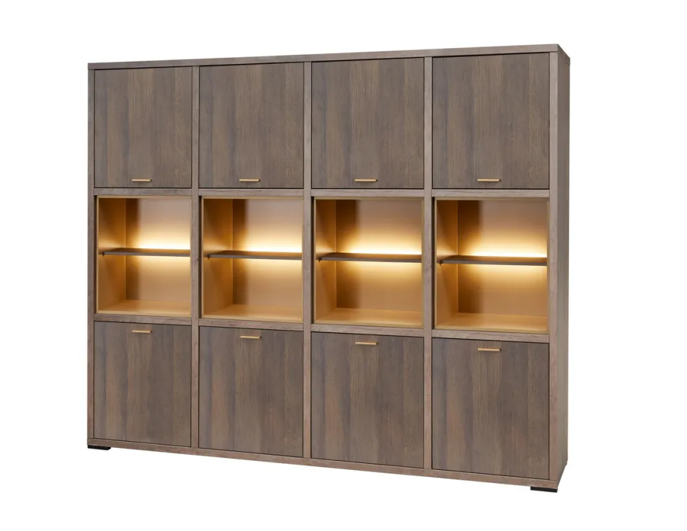 evan__wandkast_livia__wb__0-1.webp Evan - Wandkast Livia - WB1 - K676 - Gouden eik/Goud - 243x208x50cm | Belga Meubelen Discount