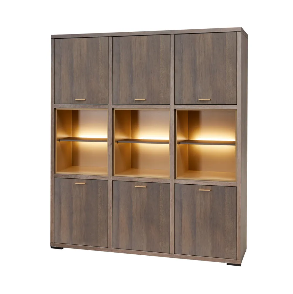 evan__wandkast_livia__wb__0.webp Evan - Wandkast Livia - WB2 - K676 - Gouden eik/Goud - 183x208x50cm | Belga Meubelen New