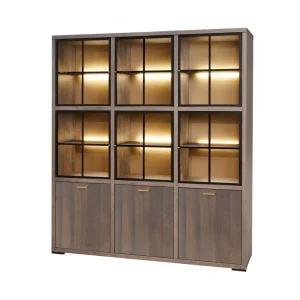 Evan - Wandkast Livia - WV6 - K676 - Gouden eik/Goud - 183x208x50cm | Belga Meubelen Best