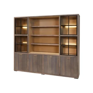 Evan - Wandkast Livia - WV4 - K676 - Gouden eik/Goud - 243x208x50cm | Belga Meubelen Online