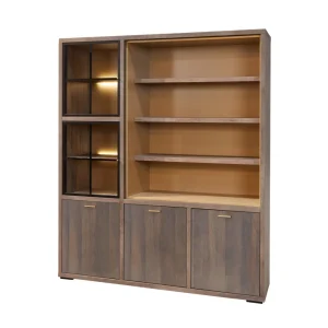 Evan - Wandkast Livia - WV2 - K676 - Gouden eik/Goud - 183x208x50cm | Belga Meubelen Sale