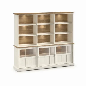 Evan - Wandkast Patio - DR1GL+WB6 - K468 - Lariks/Oude teak - 233x208x50cm | Belga Meubelen Fashion