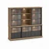 Evan - Wandkast Patio - DR1GL+WV6 - K674 - Oude teak/Zwart - 233x208x50cm | Belga Meubelen Sale