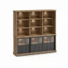 Evan - Wandkast Patio - DR2GL+WB7 - K674 - Oude teak/Zwart - 209x208x50cm | Belga Meubelen Outlet