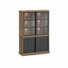 Evan - Wandkast Patio - DR4+WV9 - K674 - Oude teak/Zwart - 143x208x50cm | Belga Meubelen Fashion