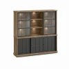 Evan - Wandkast Patio - DR2+WV7 - K674 - Oude teak/Zwart - 209x208x50cm | Belga Meubelen Sale