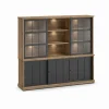 Evan - Wandkast Patio - DR1+WV6 - K674 - Oude teak/Zwart - 233x208x50cm | Belga Meubelen Outlet