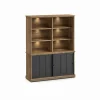Evan - Wandkast Patio - DR3+WB8 - K674 - Oude teak/Zwart - 159x208x50cm | Belga Meubelen Online