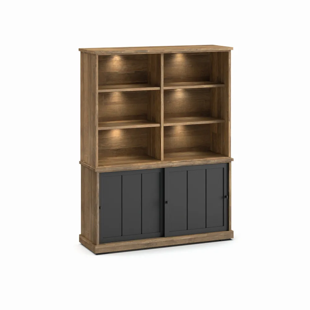 evan__wandkast_patio__drw_0-5.webp Evan - Wandkast Patio - DR3+WB8 - K674 - Oude teak/Zwart - 159x208x50cm | Belga Meubelen Online