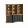 Evan - Wandkast Patio - DR2+WB7 - K674 - Oude teak/Zwart - 209x208x50cm | Belga Meubelen New