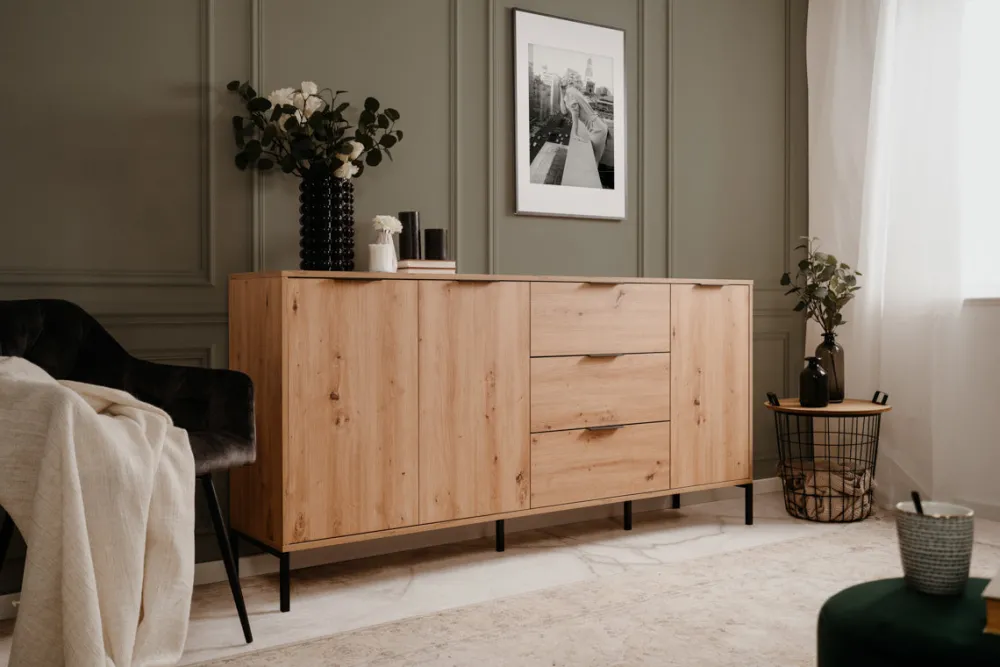 fin__dressoir_bantry__eik_0.webp FIN - Dressoir Bantry - Eiken kleur decor - 180x88x39cm | Belga Meubelen Clearance