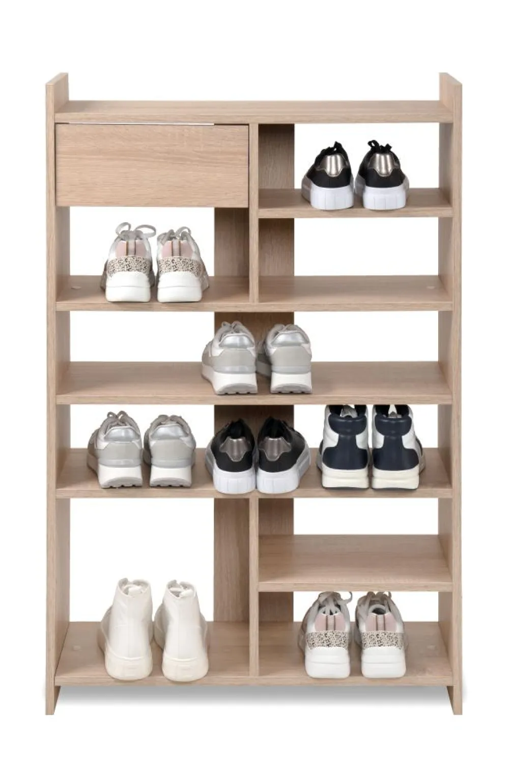 fin__schoenenkast_munster_0.webp FIN - Schoenenkast Munster 20A - Open Niches - 1 Lade - Eiken Kleur - 71,5xh109x25cm | Belga Meubelen New